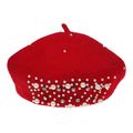 Women Wool Beret Blend Hat Shiny Diamante Pearl...