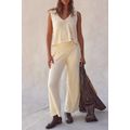 Beige Solid Color Tank Top and Smocked Waist Pa...