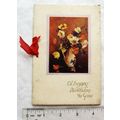 Vintage: Birthday card - vase of flowers in pic...