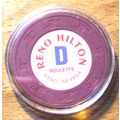 RENO HILTON Casino Roulette Chip - 1981 - Reno,...