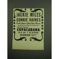 1949 Copacabana Club Ad - Jackie Miles Connie H...