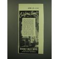 1949 Beverly Hills Hotel Ad - California Bound