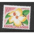 COOK ISLANDS 1967 5c on 6d HIBISCUS RED YELLOW ...