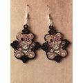 Acrylic Dark Gothic Teddy Bear Earrings Silver Plated Hooks