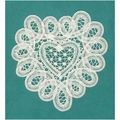Heart Shaped White Ribbon Lace Doily, 6 3/4" x 7"