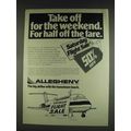 1978 Allegheny Airlines Ad - Take Off for the Weekend
