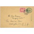Japan Postal Card to 1935 uprated Tokyo to Wash...