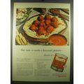 1953 Hunt's Tomato Sauce Ad - recipe for Meat Balls and Spaghetti