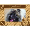 Keeshond w Paws Engraved Wood Picture Frame Magnet