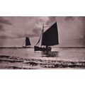 Sailing Ship Moonrise At Blackpool WW1 Real Pho...