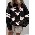 Black Bow Baseball Sequin Patched Oversized Var...