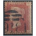 1858 SG43 1d Red Plate 202 Good Used Check Lett...