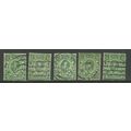 GB 1912 KGV 1/2d Green x 5 Wmk 49 ( T142 )
