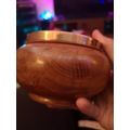 Beautiful Turned Wood Bowl yew Embroidered Lid
