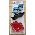 Wilton Cookie Cutter Set 3 Shapes Red Lips Blac...