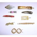 Lot of 9 Vintage Barrettes 7 Metal and 2 Plastic