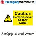 WS950 CAUTION COMPRESSED AIR 8.5 BAR 125PSI CYL...