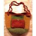 Handmade Wool Bucket Handbag Double Straps Outs...