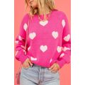 Bright Pink Fuzzy Valentine Hearts Drop Shoulde...