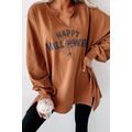 Chestnut Sequin Happy Halloween Graphic Notched...