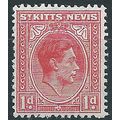 St Kitts-Nevis 1943 SG69a 1d Carmine Mounted Mi...