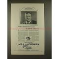 1927 ABA American Banker Cheques Ad, Theodore Roosevelt
