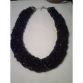 Necklace black seed beads multi-strand