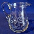 Vintage ETCHED GLASS CREAMER 4" ROSE Flower Flo...