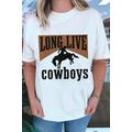 White LONG LIVE Cowboys Western Graphic Loose Tee