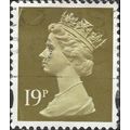 GB, Queen Elizabeth Machin, Ellipse, olive gree...