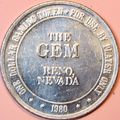 The Gem. $1 Casino Token. Reno, NV. R02.