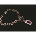 Silver Chain Bracelet with Crystal Accent Initi...