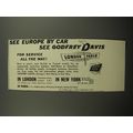 1955 Godfrey Davis Car Hire Ad - See Europe by ...