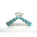 Hair claw clip turquoise blue stone silver meta...