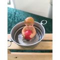 Baby in a Tin Bath with Red Ball 1:12th Dolls H...