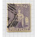 TRINIDAD 1863 FOUR PENCE LILAC MAUVE SG70 USED ...