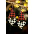 Fiery Red Plaid Print Christmas Dangle Earrings