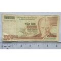 1970 Turkish 100000 lira note