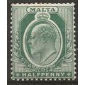 Malta 1904 SG47 1/2d Green Wmk Multi Crown CA L...