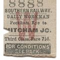 Southern Railway Edmondson Ticket - Peckham Rye...