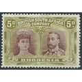 Rhodesia 1910 SG141a 5d Purple-Brown & Olive-Ye...