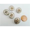 Set of 5 Metal Picture Buttons approx 1" dia Vi...