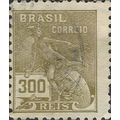 BRAZIL, Mercury and Globe, olive 1921, 300reis