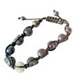 Skull Bracelet Woman Beads Adjustable Black Cor...
