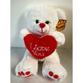 Cute White Thomas Bear Soft Plush Toy with Hear...