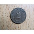 1907a 2 Pfennig Germany Empire Coin