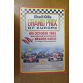 1985 FORMULA 1 GRAND PRIX OF EUROPE PROGRAMME +...