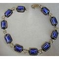 Blue cat eye silver bracelet