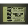 1907 Spencerian Steel Pens Ad - Pens for All Pu...