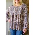 Purple Floral Print Round Neck Plus Size Babydo...